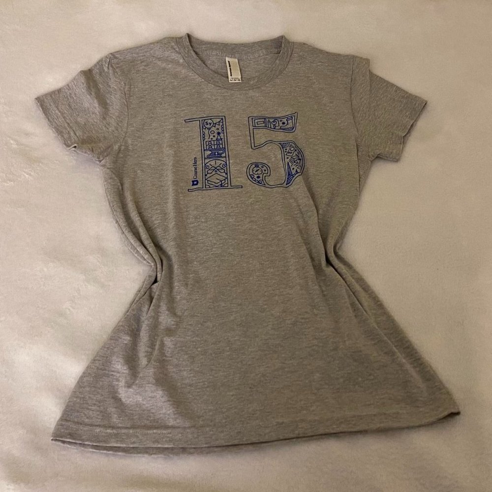 American Apparel Women's Grey and Blue T-shirt